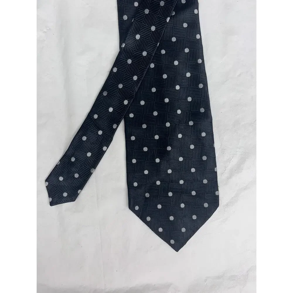 GEOFFREY BEENE - Silk Tie - Black Gray Polka Dot - Made in U.S.A